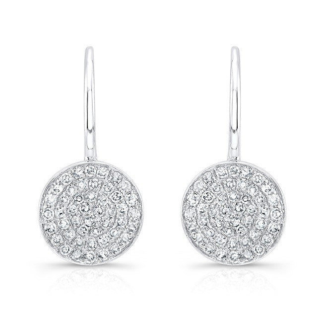 14KT White Gold Diamond Disc Earrings