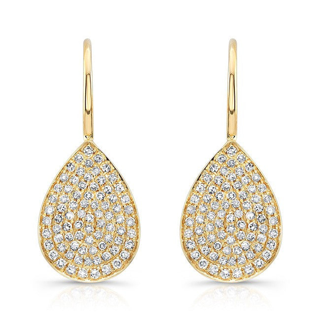 14KT Yellow Gold Diamond Small Pear Shaped Earrings