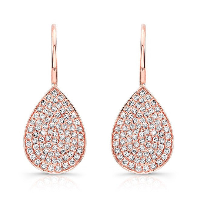 14KT Rose Gold Diamond Small Pear Shaped Earrings