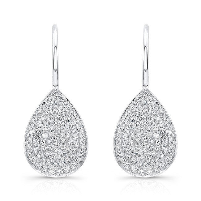 14KT White Gold Diamond Small Pear Shaped Earrings