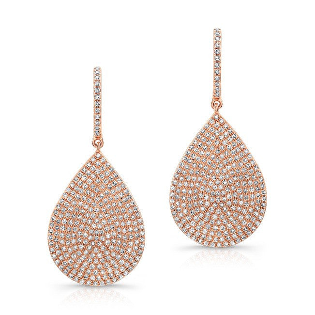 14KT Rose Gold Diamond Large Pear Shape Earrings