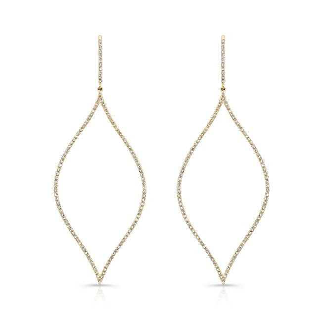 14KT Yellow Gold Diamond Open Marquis Earrings