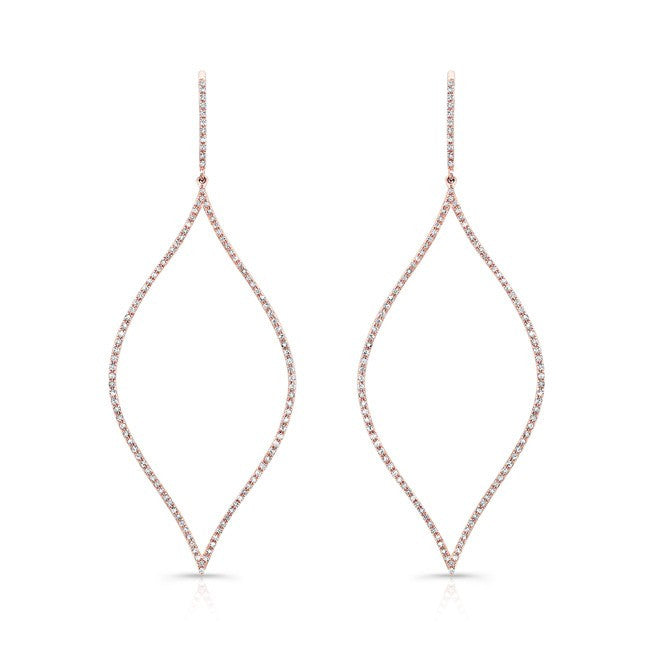 14KT Rose Gold Diamond Open Marquis Diamond Earring