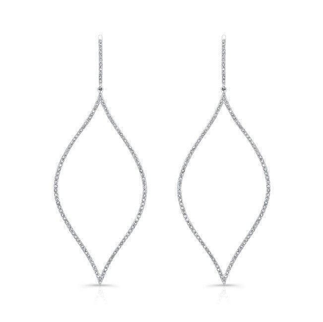 14KT White Gold Diamond Open Marquis Diamond Earrings