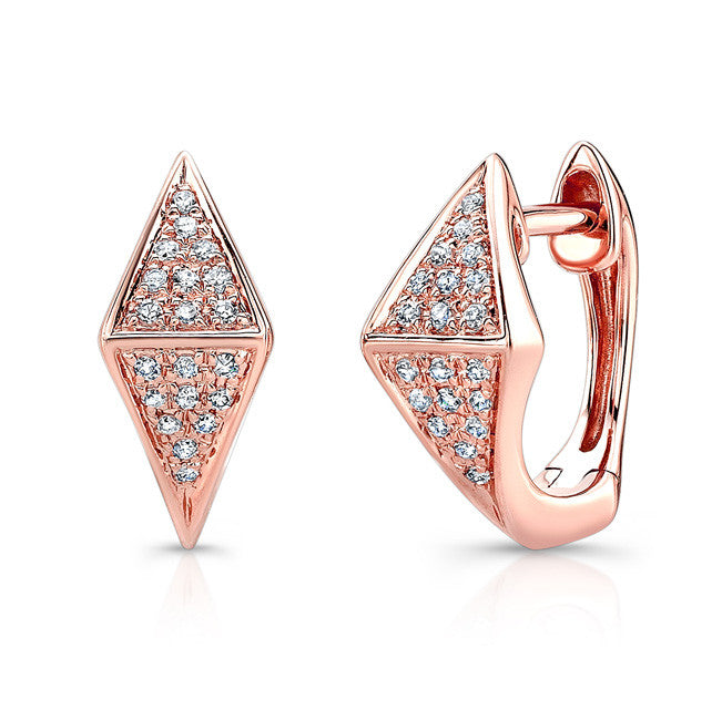 NOL: 14KT Rose Gold Diamond Double Triangle Stud Earrings