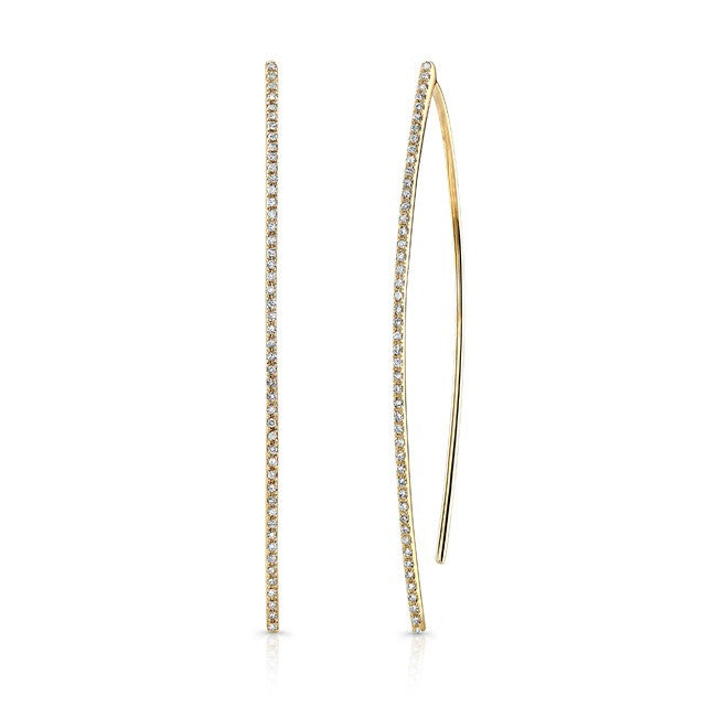 14KT Yellow Gold Diamond Wishbone Earrings