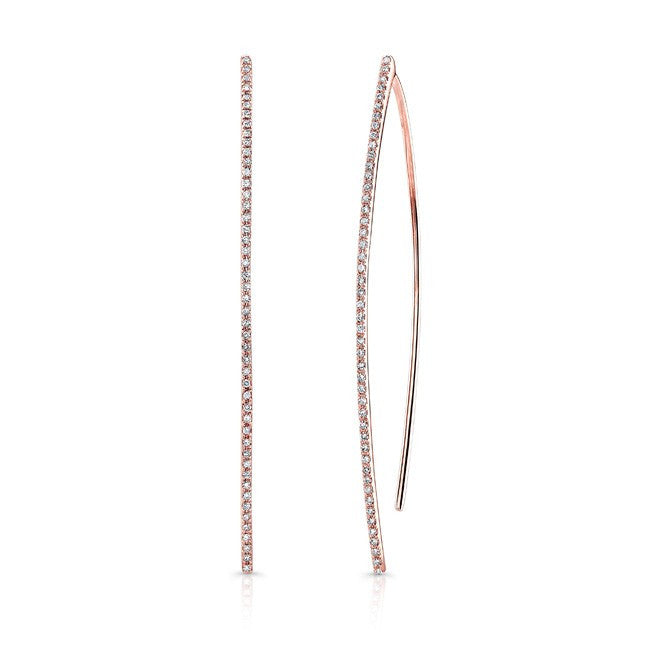 14KT Rose Gold Diamond Wishbone Earrings