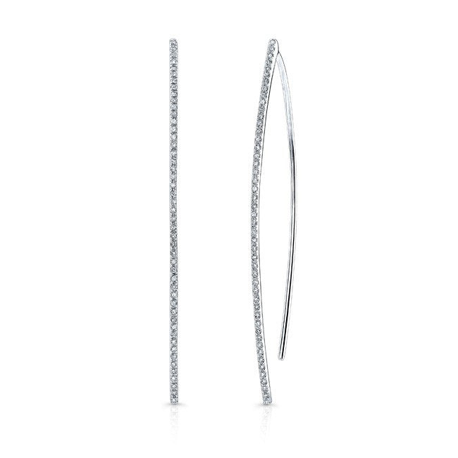 14KT White Gold Diamond Wishbone Earrings