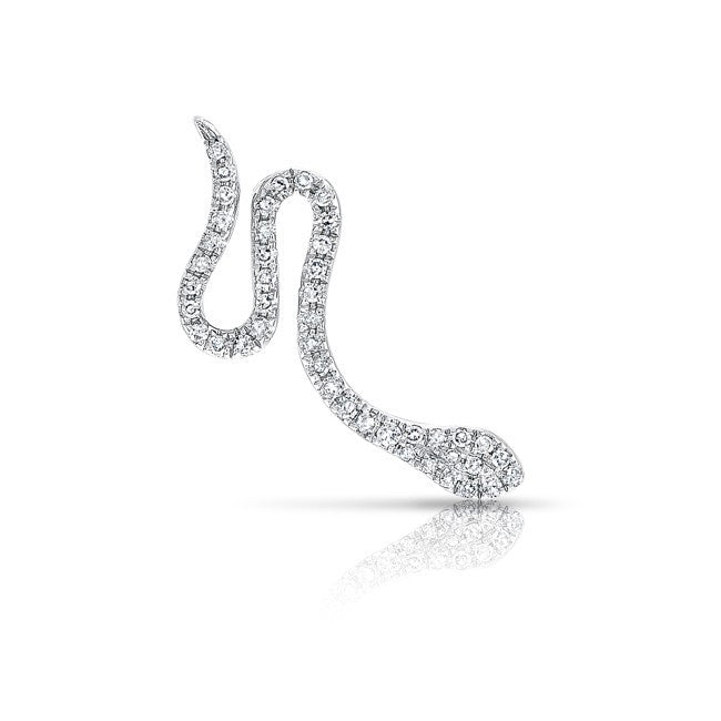 14KT White Gold Diamond Snake Ear Cuff