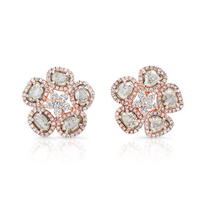 14KT Rose Gold Diamond Slice Mae Flower Earrings