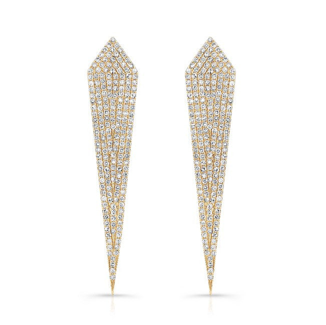 14KT Yellow Gold Diamond Spear Earrings