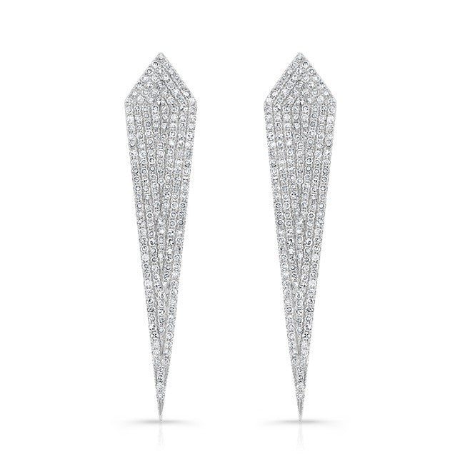 14KT White Gold Diamond Spear Earrings