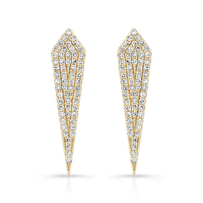 14KT Yellow Gold Diamond Mini Spear Earrings