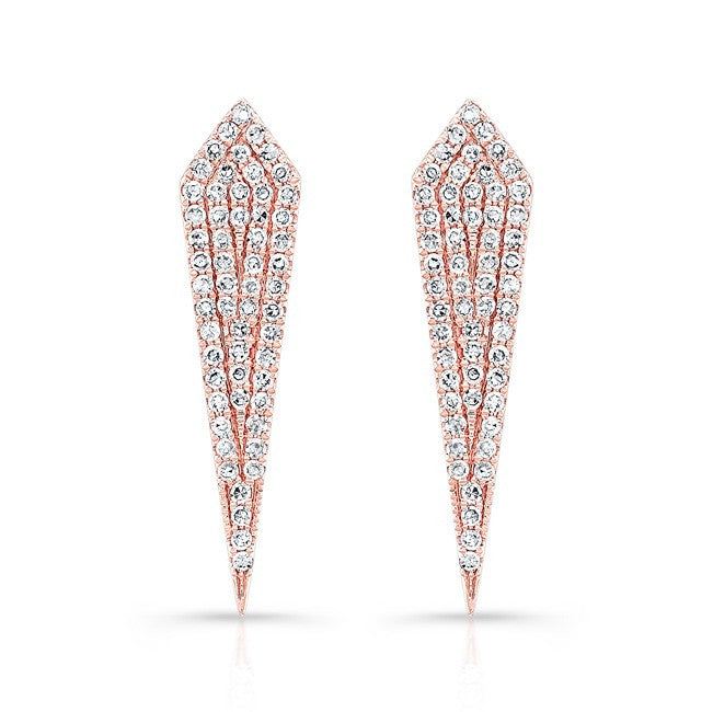 14KT Rose Gold Diamond Mini Spear Earrings