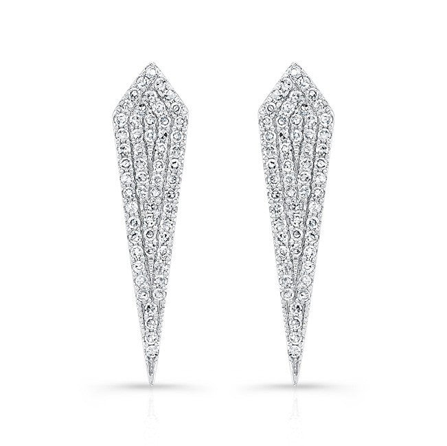 14KT White Gold Diamond Mini Spear Earrings