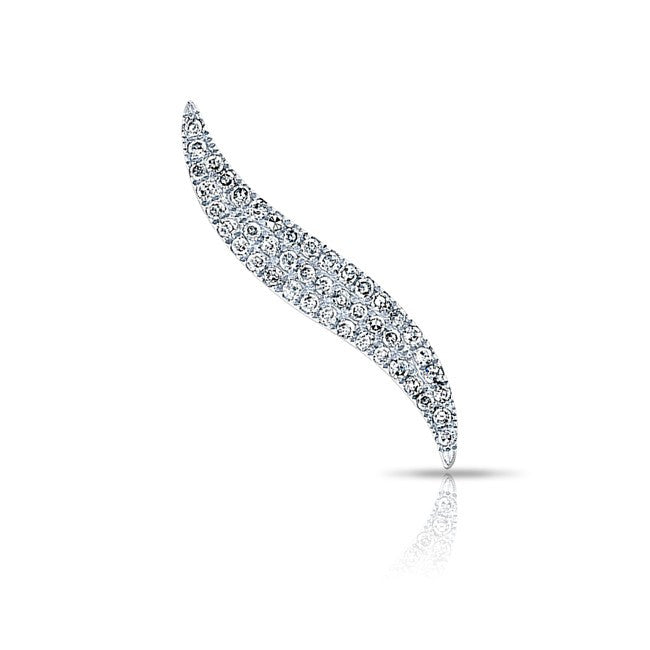 14KT White Gold Diamond Swerve Ear Cuff