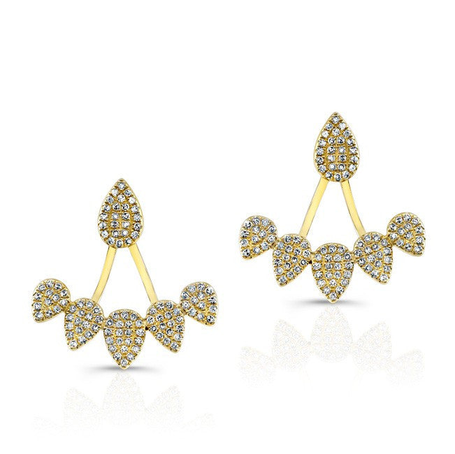 14KT Yellow Gold Diamond Tiara Floating Earrings