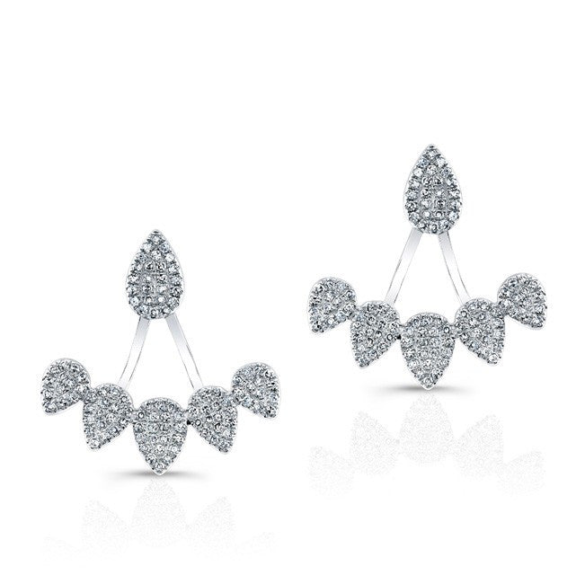 14KT White Gold Diamond Tiara Floating Earrings