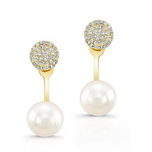 14KT Yellow Gold Diamond Pearl Erica Floating Earrings