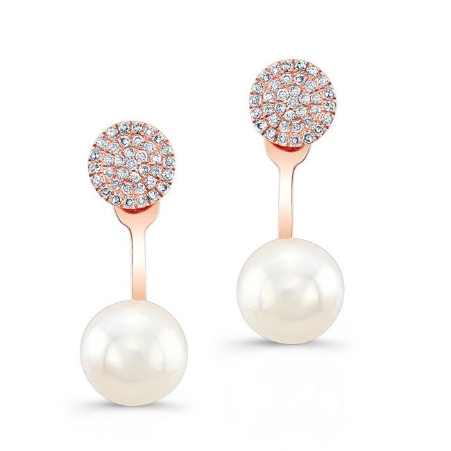 14KT Rose Gold Diamond Pearl Erica Floating Earrings