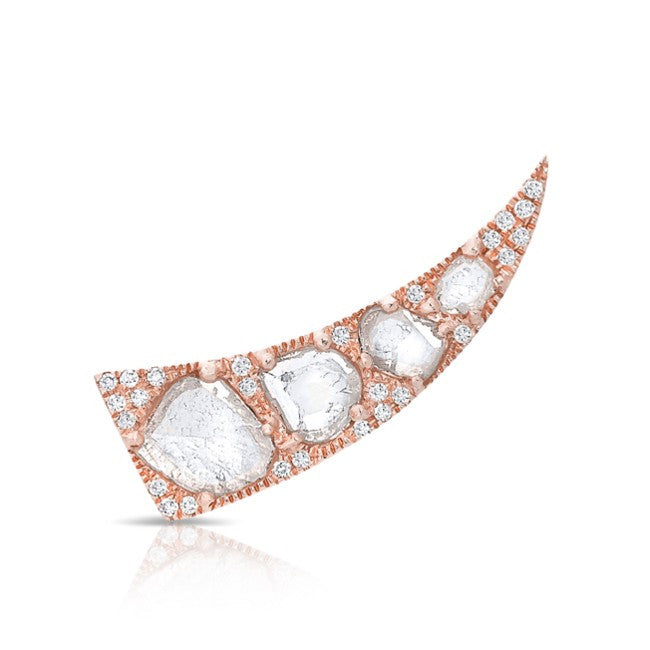 14KT Rose Gold Diamond Slice Horn Ear Cuff