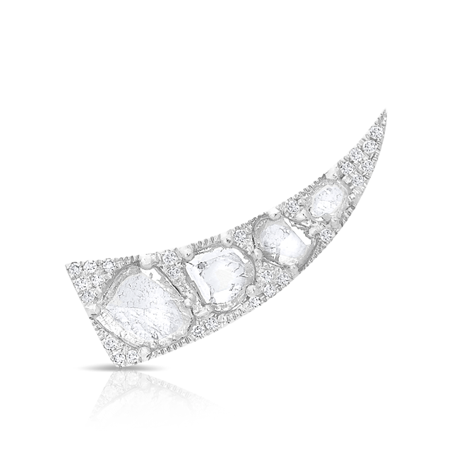 14KT White Gold Diamond Slice Horn Ear Cuff