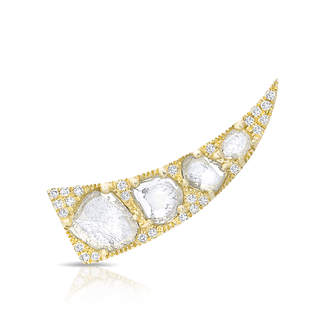 14KT Yellow Gold Diamond Slice Horn Ear Cuff