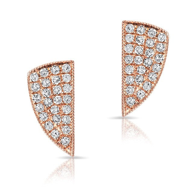 14KT Rose Gold Diamond Veer Stud Earrings