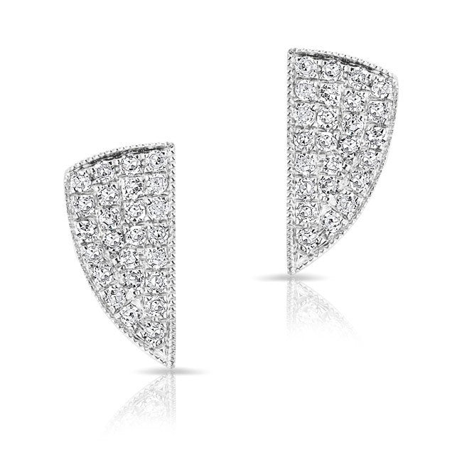 14KT White Gold Diamond Veer Stud Earrings
