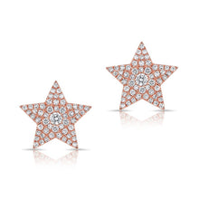 14KT Rose Gold Diamond Star Stud Earrings