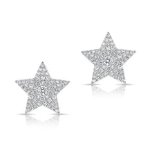 14KT White Gold Diamond Star Stud Earrings