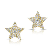 14KT Yellow Gold Diamond Star Stud Earrings