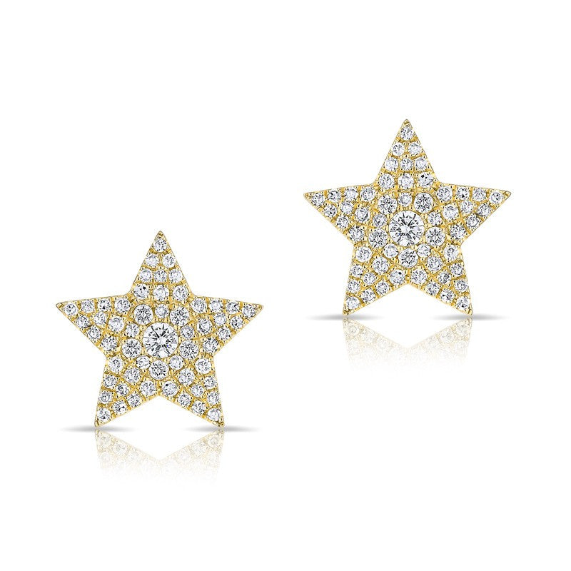 14KT Yellow Gold Diamond Star Stud Earrings