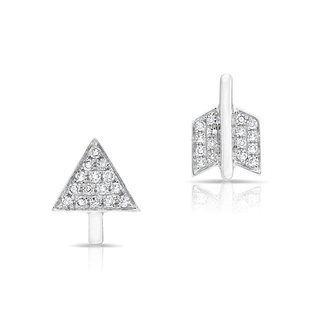 14KT White Gold Diamond Split Arrow Stud Earrings