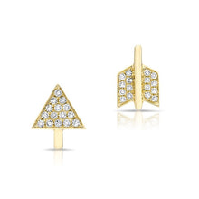 14KT Yellow Gold Diamond Split Arrow Stud Earrings