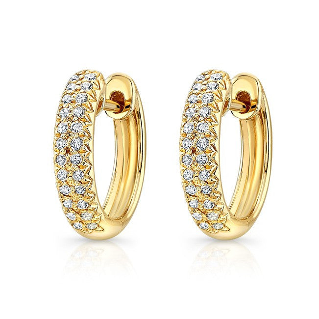 14KT Yellow Gold Diamond Huggie Earrings
