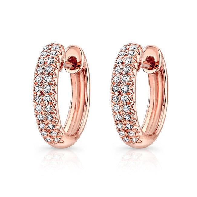 14KT Rose Gold Diamond Huggie Earrings