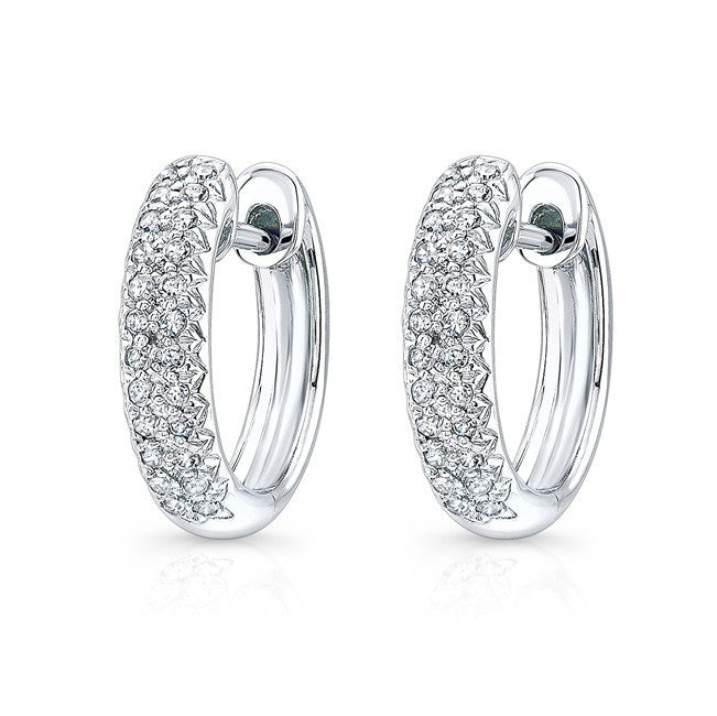 14KT White Gold Diamond Huggie Earrings