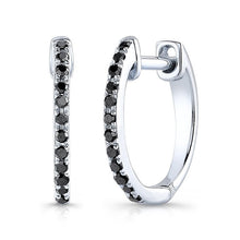 14KT White Gold Black Diamond Huggie Earrings