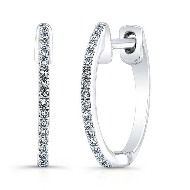 14KT White Gold Diamond Huggie Earrings