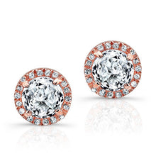 14KT Rose Gold White Topaz Diamond Teresa Stud Earrings