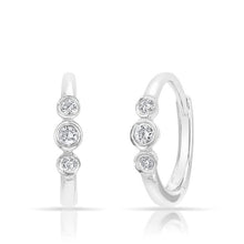14KT White Gold Diamond Hazel Bezel Huggie Earrings