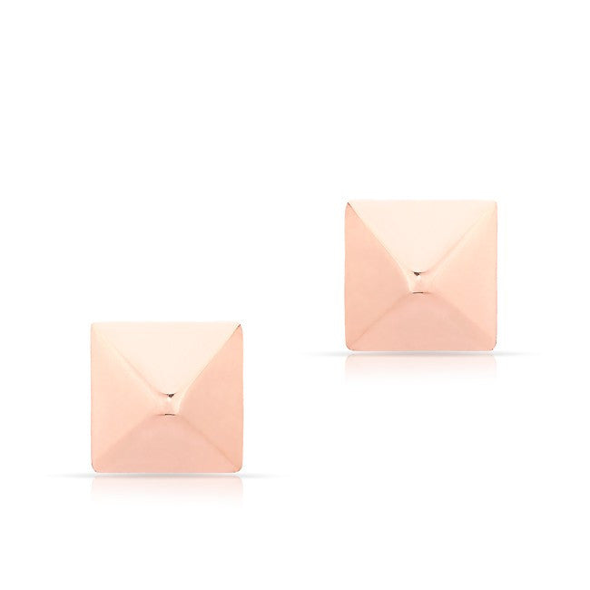 14KT Rose Gold Pyramid Stud Earrings
