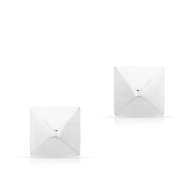 14KT White Gold Pyramid Stud Earrings