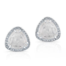14KT White Gold Diamond Moonstone Stud Earrings