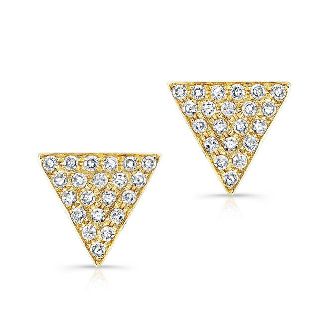 14KT Yellow Gold Diamond Medium Triangle Emma Stud Earrings