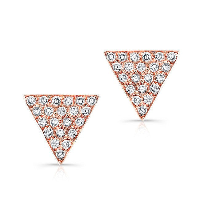 14KT Rose Gold Diamond Medium Triangle Emma Stud Earrings