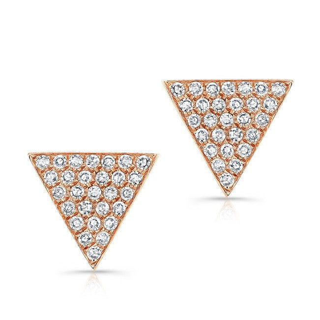 14KT Rose Gold  Diamond Large Triangle Emma Stud Earrings