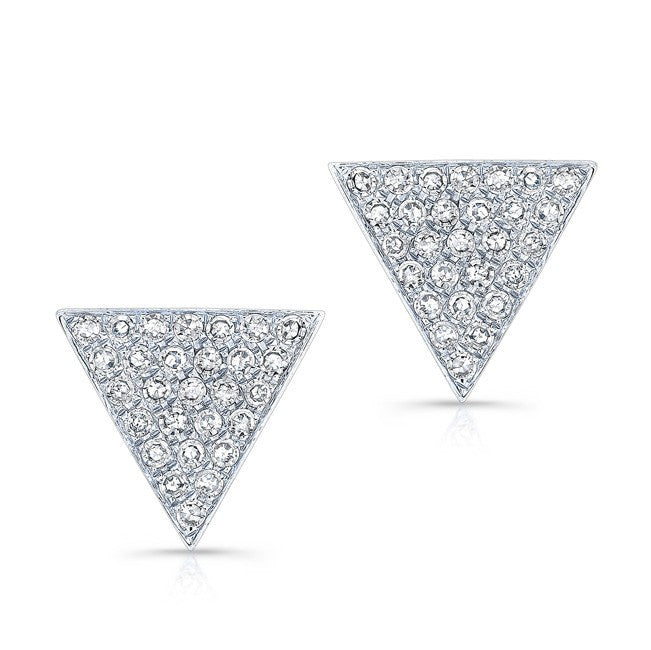 14KT White Gold Diamond Large Triangle Emma Stud Earrings