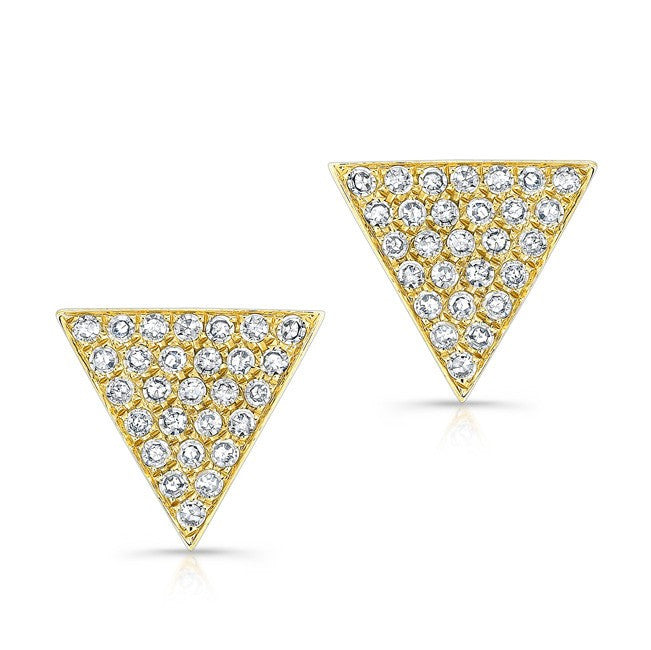 14KT Yellow Gold Diamond Large Triangle Emma Stud Earrings